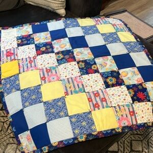 Handmade Prayer Quilt Made by Nuns Floral Easter Prints 33” x 33” Lap Blanket